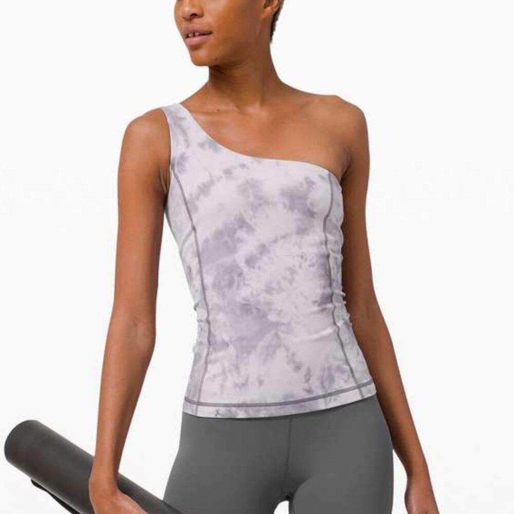 Lululemon Cold Shoulder Yoga Tank Diamond Dye Stargaze Pitch Grey 6